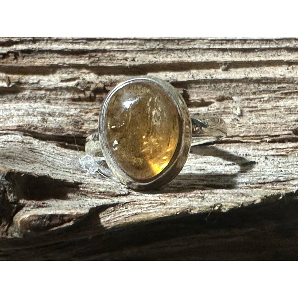 Sterling Silver Citrine Oval Size 7 Gemstone Ring